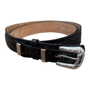E&H Belt Black Western Full Grain Cowhide 5507 Size 40 Noona Buckle